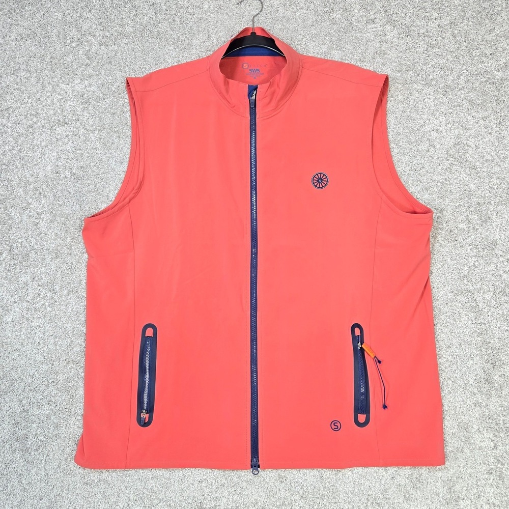 Stitch Golf Vest Jacket Mens XL Red/Pink SWS Weather System Full Zip performance